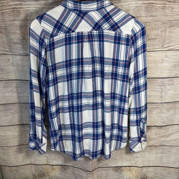 Rails Hunter White/Blue/Raspberry Flannel Button Down Shirt Sz S - Picture 3 of 10